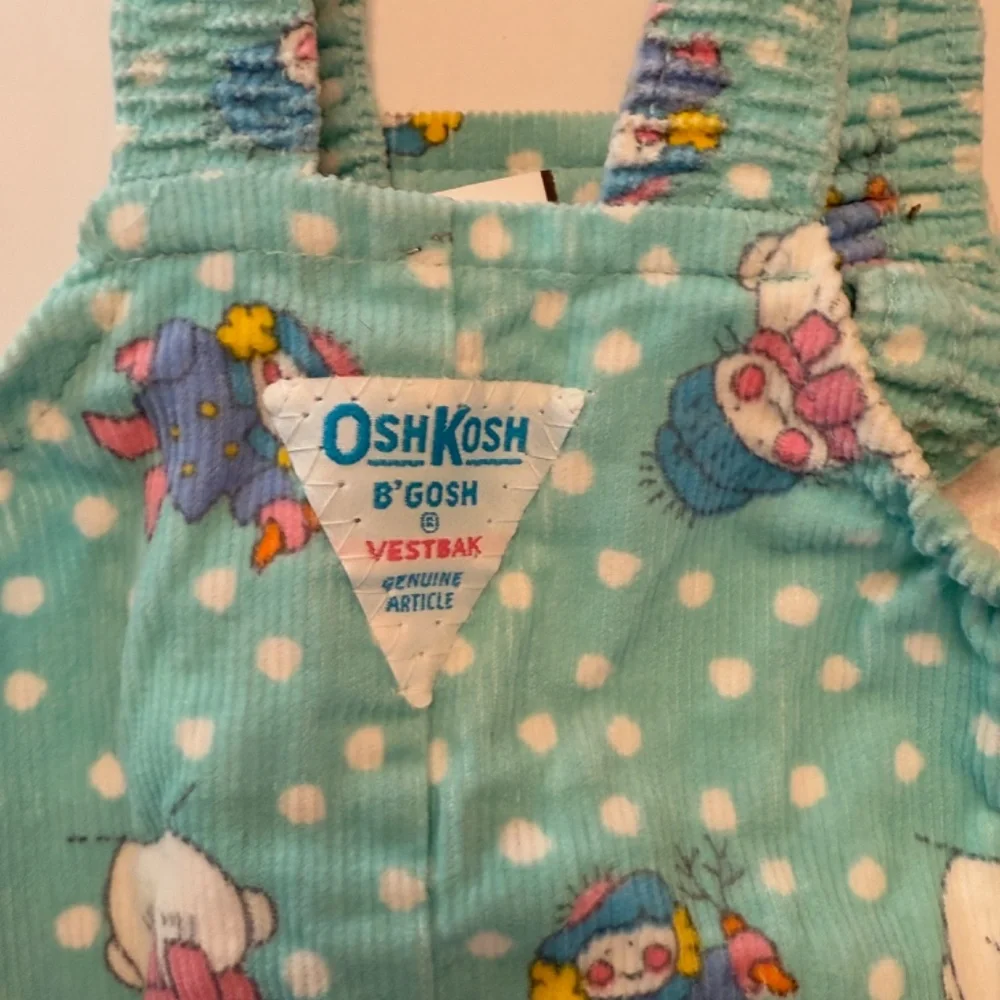 Vintage‎ Oshkosh B'Gosh Vestbak Footed Overalls Snowman Patterned Corduroy 6-9M